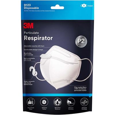 3M Particulate Respirator 9123 P2, Pack of 5 (WX700903551)