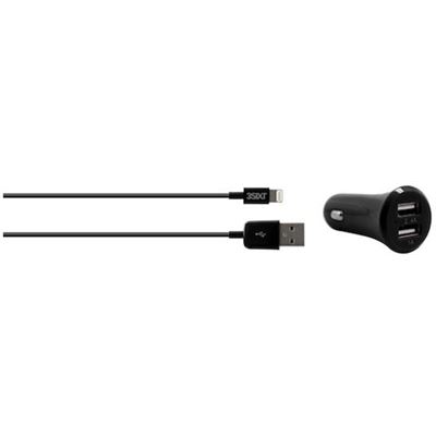 3SIXT Dual USB Car Charger 3.4A - Lightning - Black (3S-0239)