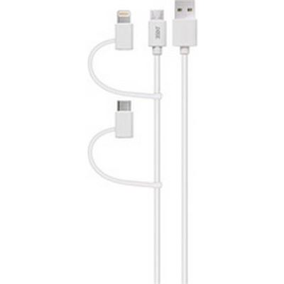3SIXT Multi-tip USB-C Lightning Micro USB Cable - White (3S-0880)