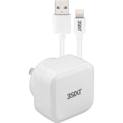 3SIXT Wall Charger AU 4.8A - Lightning Cable 1m - White (3S-1009)
