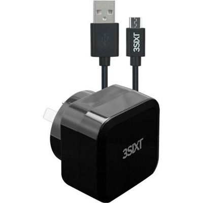 3SIXT Wall Charger AU 5.4A - Micro USB Cable 1m - Black (3S-1010)