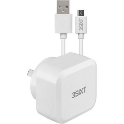 3SIXT Wall Charger AU 5.4A - Micro USB Cable 1m - White (3S-1011)