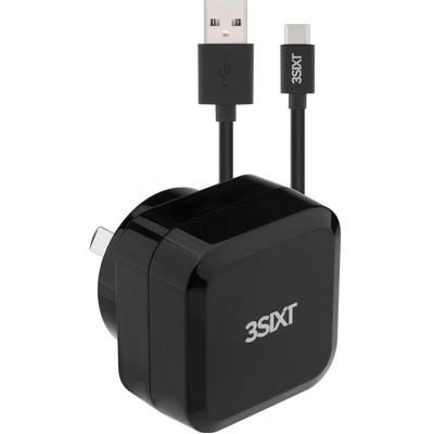 3SIXT Wall Charger AU 5.4A - USB-C Cable 1m - Black (3S-1014)