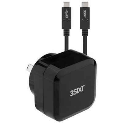 3SIXT Wall Charger AU USB-C 30W PD + USB-C/C Cable - Black (3S-1017)