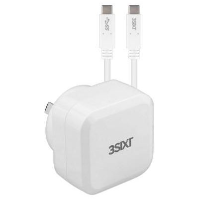 3SIXT Wall Charger AU USB-C 30W PD + USB-C/C Cable - White (3S-1018)