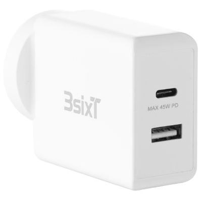 3SIXT Wall Charger ANZ 45W USB-C PD + 2.4A - White (3S-2305)