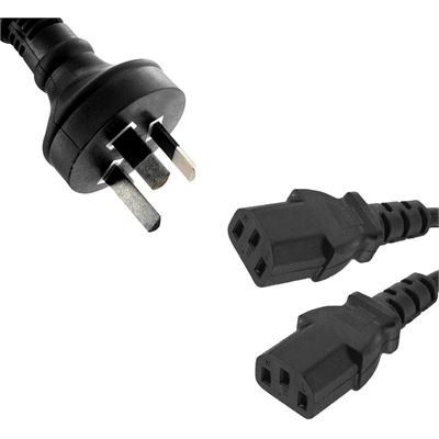 8 Ware Power Cable from 3-Pin AU Male to 2 IEC C13 (RC-3085AU-010)