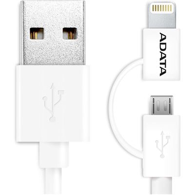 ADATA Apple Certified,Lightning/MicroUSB to USB (AMFI2IN1-100CM-CWH)