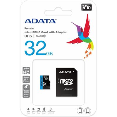 ADATA Premier microSDHC UHS-I A1 V10 Card with (AUSDH32GUICL10A1-RA1)
