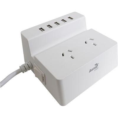 AeroCool ASA Charging Station 2 AC Outlet and 5 USB (ACAC-SS2A25A-21)