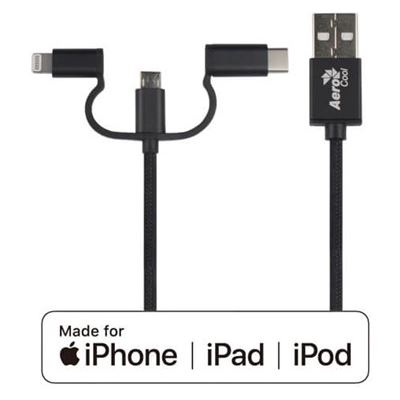 AeroCool Apple Certified 3 in 1 MFI Lightning To USB (ASA-ATCB3IN1B)