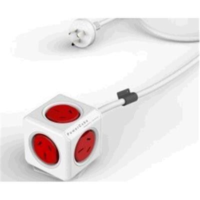 Allocacoc POWERCUBE Extended Red-5 Outlets, 3M (5304RDL/AUEXPC)