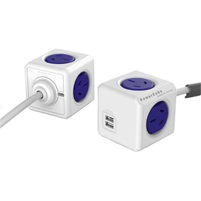 Allocacoc POWERCUBE Extended 4 Outlets with 2 USB (5404/AUEUPCBLUE)