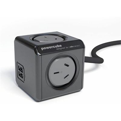 Allocacoc POWERCUBE Extended Outlets with USB 1.5M  (5420BK/AUEUPC)