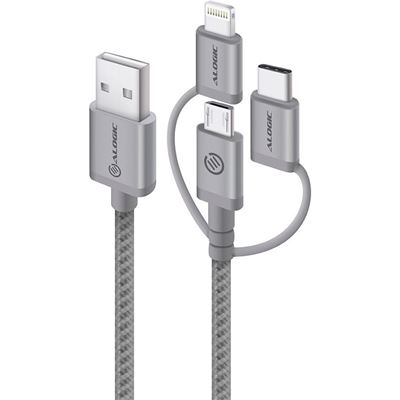 Alogic 3 in 1 RUGGED Charge and Sync Cable. Micro USB (MU23T1-030SGR)