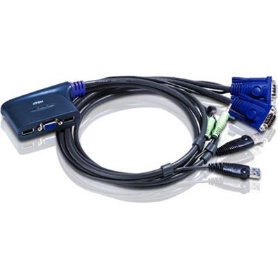 ATEN Petite CS-62U 2-port USB KVM Switch w/ Audio and Built (CS62U)