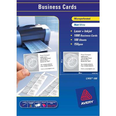 Avery L7415 90x52mm Business Cards Pkt 100 (238037)