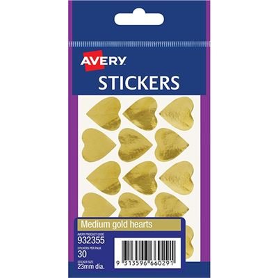 Avery 32-355 Medium Heart Labels Gold Pkt 30 (238141)
