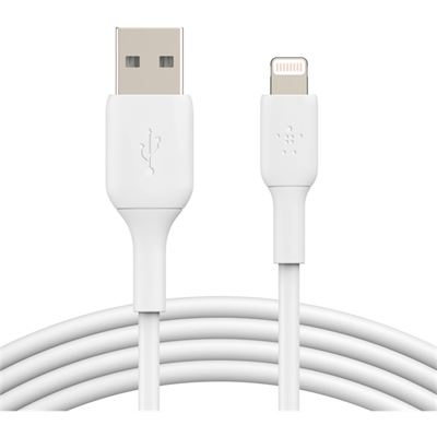 Belkin 1M USB-A TO LIGHTNING CABLE, MFi, WHITE, 2 YRS (CAA001BT1MWH)