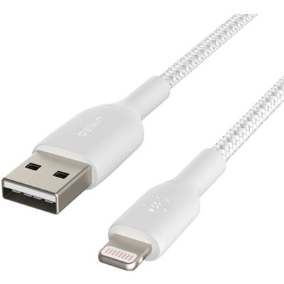 Belkin 1M USB-A TO LIGHTNING CABLE, BRAIDED BOOST (CAA002BT1MWH)