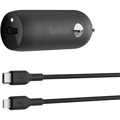 Belkin 30W USBC PD3.0 CAR CHARGER + C-LTG CABLE (CCA004BT1MBK-B5)