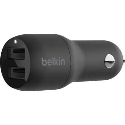 Belkin 2 PORT CAR CHARGER, 12W/2.4A USB-A (2), BLK, 2YR (CCB001BTBK)