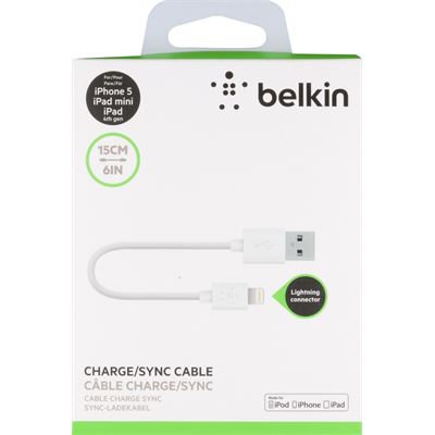 Belkin SYNC/CHARGE CABLE,2.1A,LTG,6",BLACK (F8J023BT06INBLK)