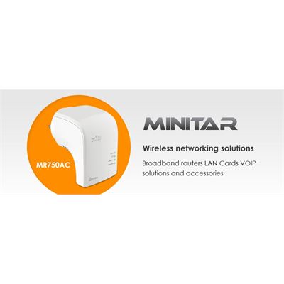 Billion Minitar MR750AC Wireless AC Wall Plug Dual-Band (MR750AC)