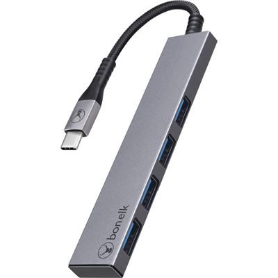 Bonelk Long-Life USB-C to 4 Port USB 3.0 Slim Hub (ELK-80022-R)