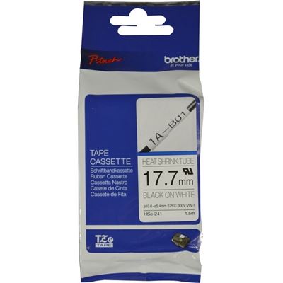 Brother HSE241 Heat Shrink Tape Black on White 1.5m x 18mm (HSE241)
