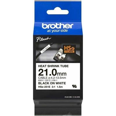 Brother HSe-251E 23.6mm x 1.5m Black on White Heat Shrink (HSE251E)