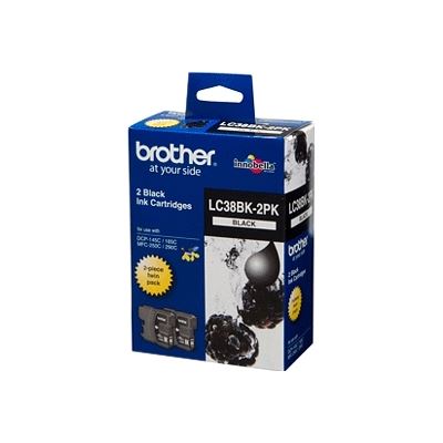 Brother LC38 Black Ink Cartridge - 2 Pack (LC38BK2PK)