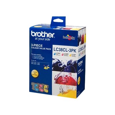 Brother LC38 3 Pack Colour CartridgesConsists of LC38C (LC38CL3PK)