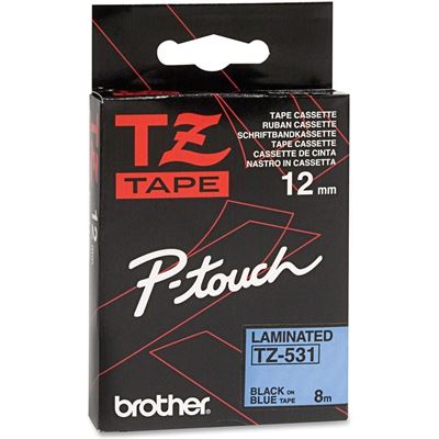 Brother TZe531 12mm x 8m Standard laminated Black on Blue (TZE531)