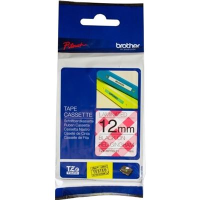Brother PTOUCH BLACK ON RED GINGHAM TAPE 12MM X 4M (TZEMPRG31)