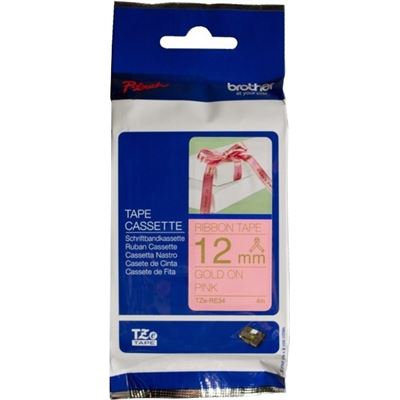 Brother TZERE34 12MM GOLD ON PINK RIBBON TAPE (TZERE34)