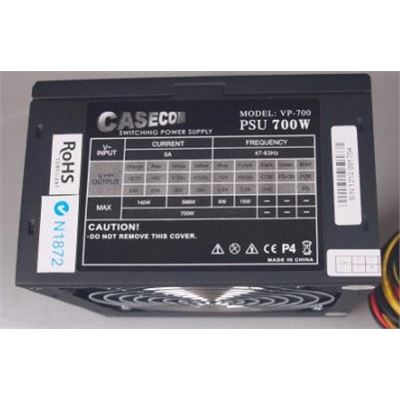 Casecom 700W ATX PSU 120mm FAN 2 ATX PSU Years Warranty (ATX700W)