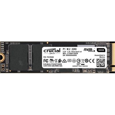 Crucial P1 500GB NVMe PCIe M.2 2280 5 years Warranty (CT500P1SSD8)