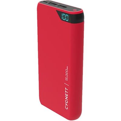 Cygnett 15,000 mAh Dual USB 2.4A Powerbank - Red (CY2508PBCHE)