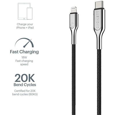 Cygnett Armoured Lightning to USB-C Cable 1M - Black (CY2799PCCCL)