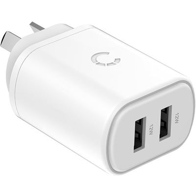 Cygnett 12W USB-A Dual Port Wall Charger - White (CY3671PDWLCH)