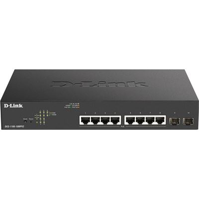 D-Link 10-Port Smart Managed Switch with 8 PoE+ and (DGS-1100-10MPV2)