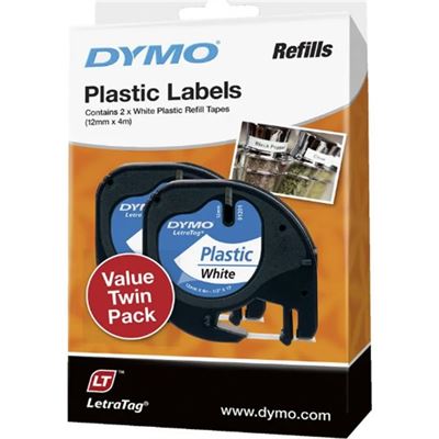 Dymo Genuine LetraTag Labeller Plastic 2PK Tape. 12mm x (AP013764P)