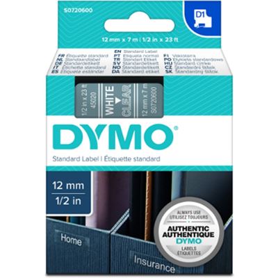 Dymo TAPE D1 12MMX7M WHT/CLR (S0720600)