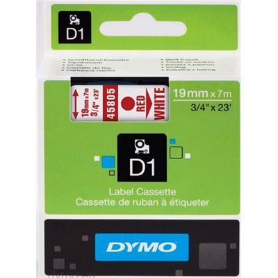 Dymo TAPE D1 19MMX7M RED/WHT (S0720850)