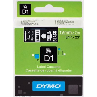 Dymo TAPE D1 19MMX7M WHT/BLK (S0720910)