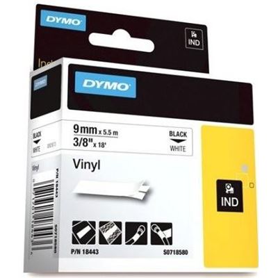 Dymo SD18443 Vinyl 9mm Black on White (SD18443)