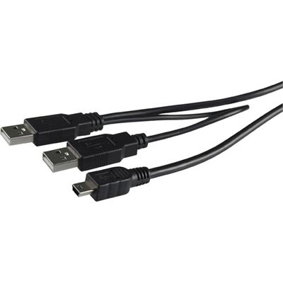 Dynamix 1M USB 2.0 Dual A to Mini B Cable. Provides power (C-U2AY-MB)