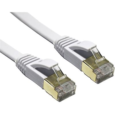 Edimax 1m White 10GbE Shielded CAT7 Network Cable - Flat (EA3-010SFW)