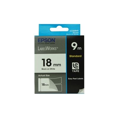 Epson Tape Standard 18mm Black on White 9 metres (C53S626100)